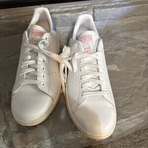 Adidas Stan Smith Mens 8.5 White Blue Casual Leather Shoes Sneakers